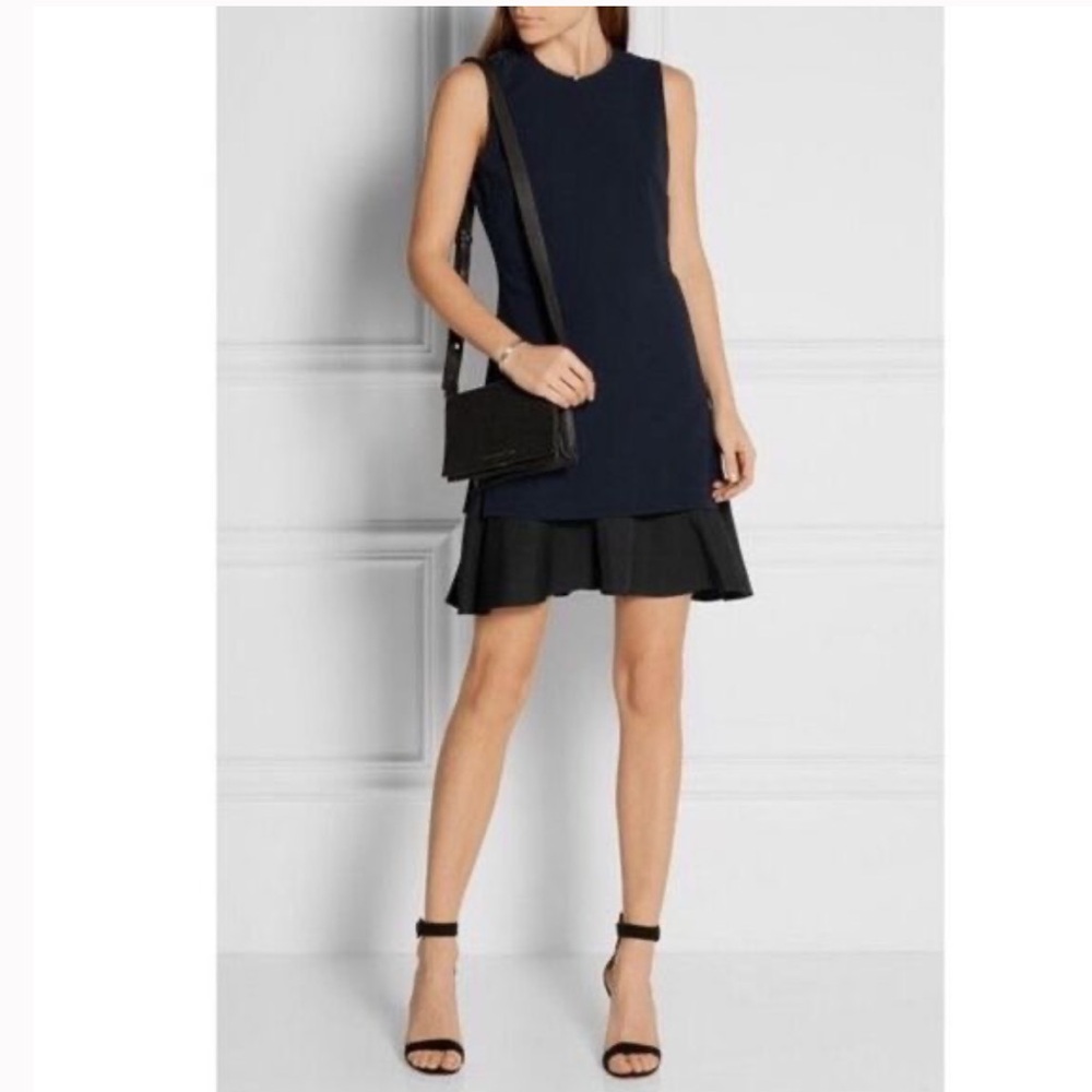 Theory Malkan Admiral Crepe Silk Sleeveless Layered  Shift Mini Dress